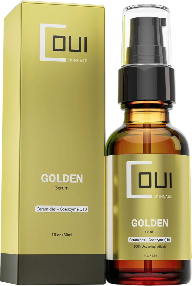 GOLDEN Facial Serum Anti Aging Hydration - Coenzyme Q10, Argan Oil, Natural Ingredients for Face, Neck, Dry Skin
