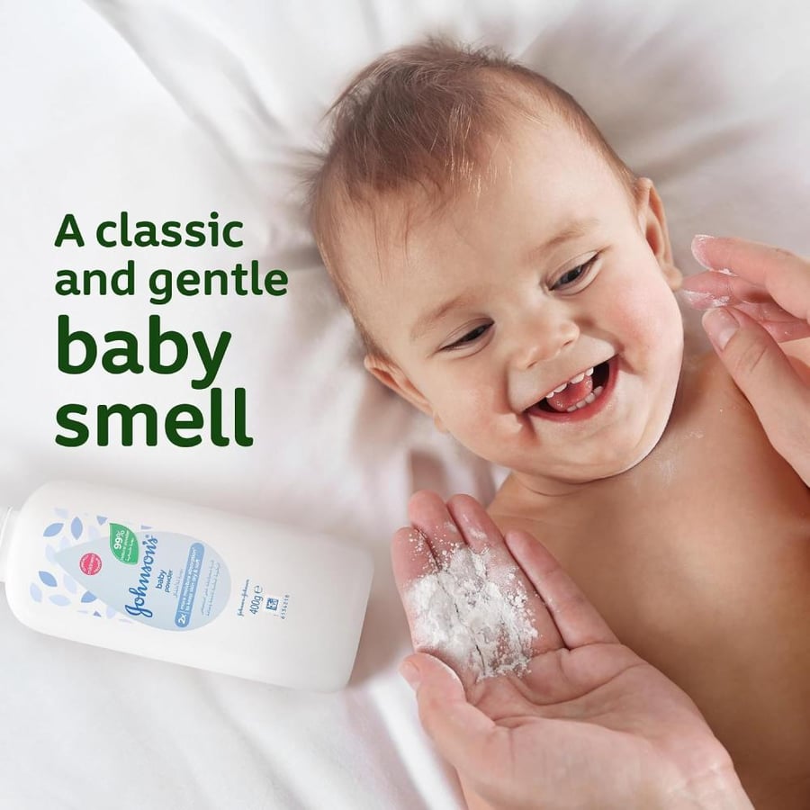 Johnson's Baby Cornstarch Powder with Plant-Based Ingredients, Talc-Free, Absorbs Moisture & Protects Skin, Classic Fragrance, 400g