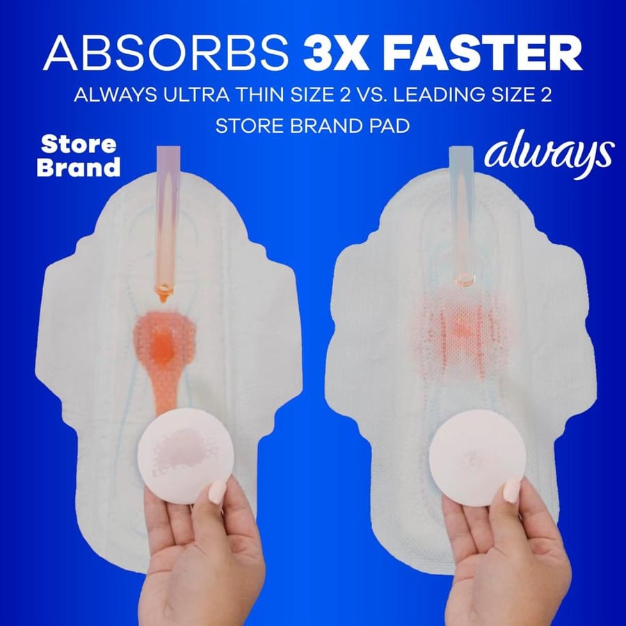 Always Ultra Thin, Feminine Pads For Women, Size 1 Regular Absorbency, With Wings, Unscented, 46 Count