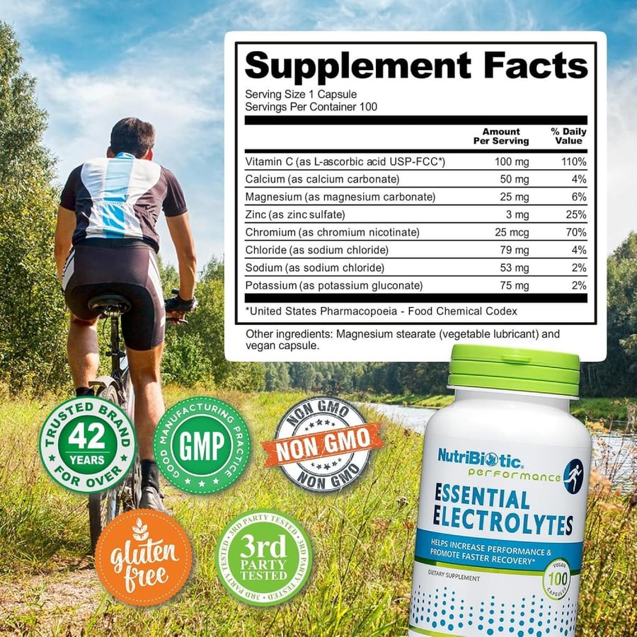 NutriBiotic Essential Electrolytes, 100 Vegan Capsules