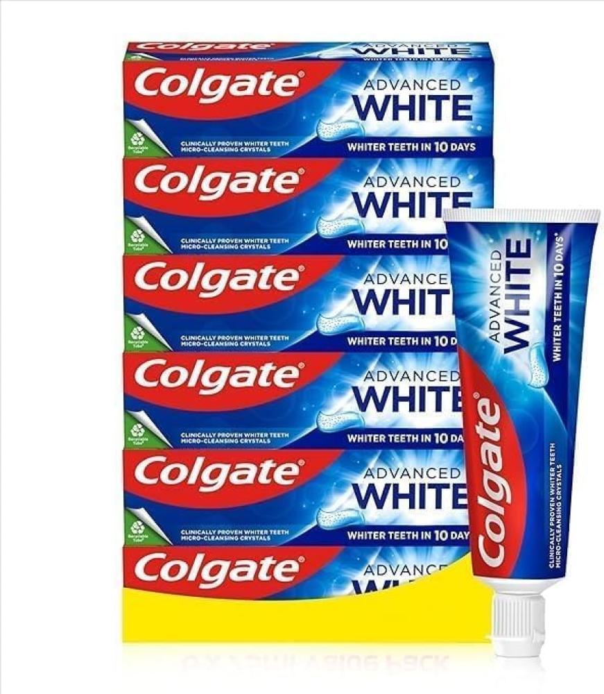 Colgate Advanced White Toothpaste 100ml - Teeth whitening Toothpaste - clinically Proven whitening whitens in 10 Days -Pack of 6 (Six Months Brushing Stock)