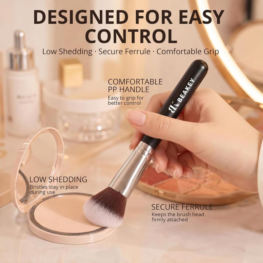 BEAKEY Soft Make up Brushes, Gentle on Skin, Effective Application - 12Pcs Premium Makeup Brush Set, Makeup Brushes, Contour Brushes, with 2Pcs Blender Sponges (Packaging May Vary)