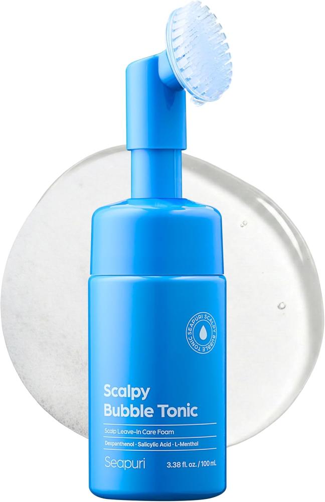 Seapuri Leave-In Exfoliating Scalp Treatment - Detox Bubble Tonic for Dry & Itchy Scalp, Removes Flakes, Sebum & Buildup, Salicylic Acid & Menthol, Korean Hair Care