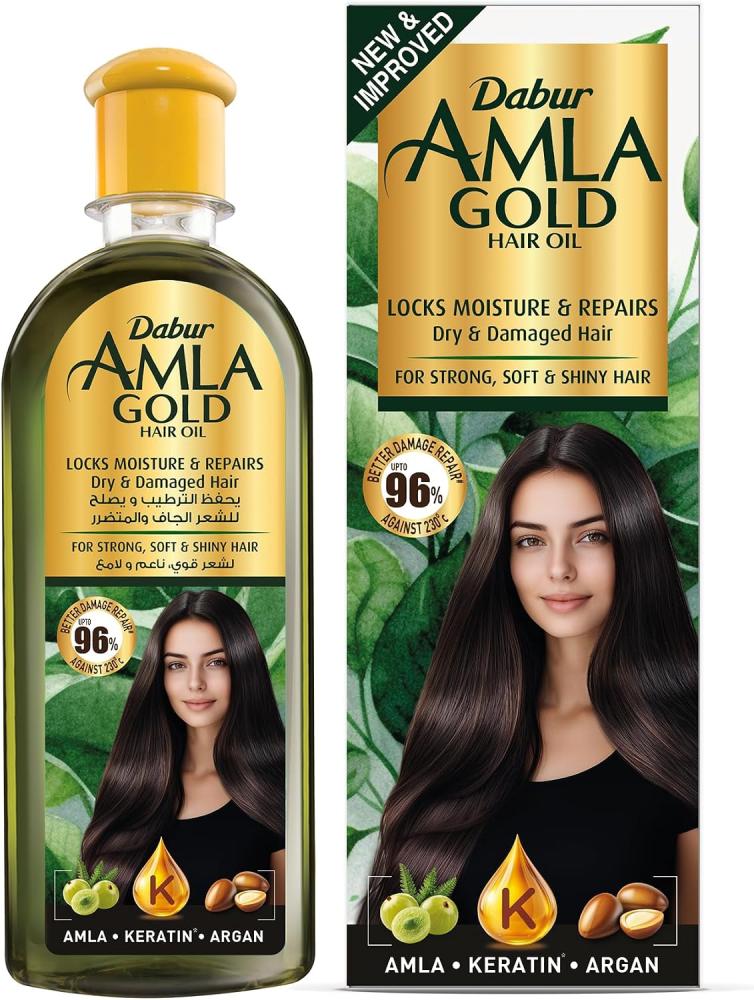 Dabur Amla Gold Hair Oil 300ml | Natural Care | Enriched with Amla, Almond & Henna | For beautiful, Long, Soft & Strong Hair