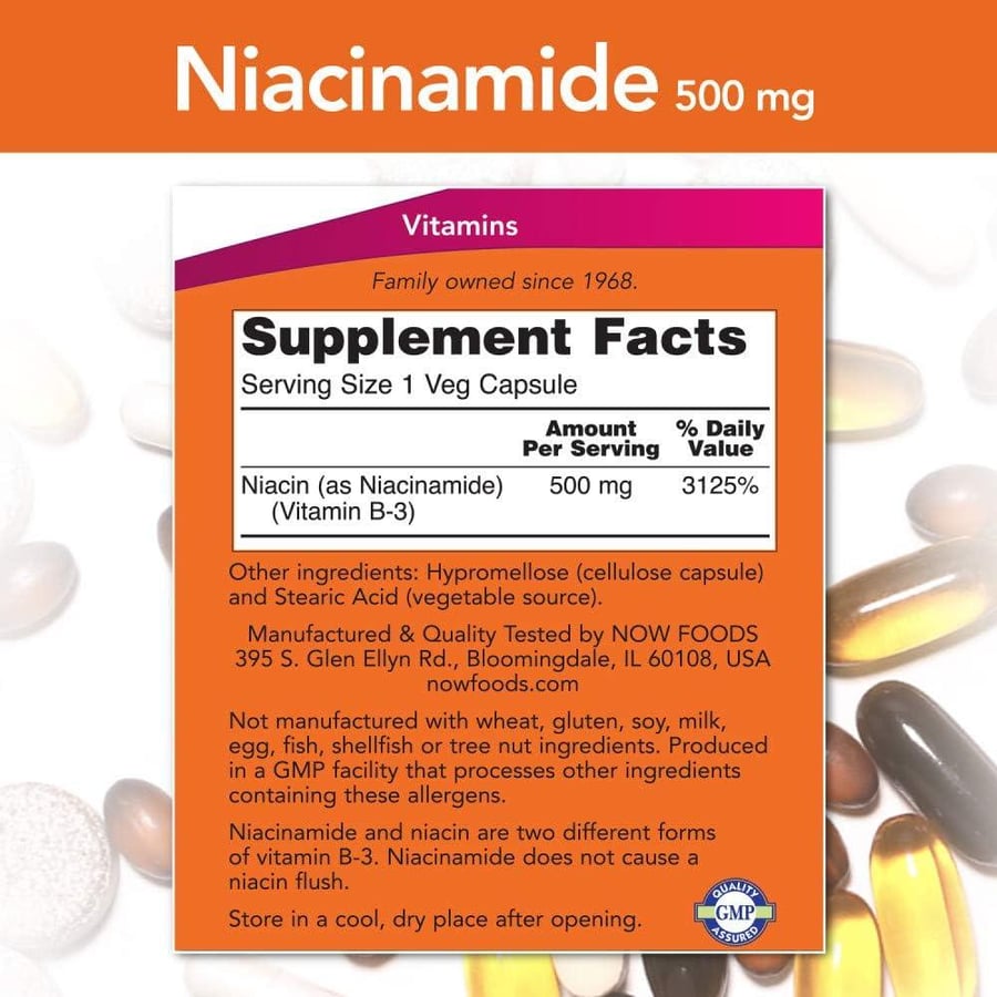 Now Foods Niacin Amide Tablets, 500 mg