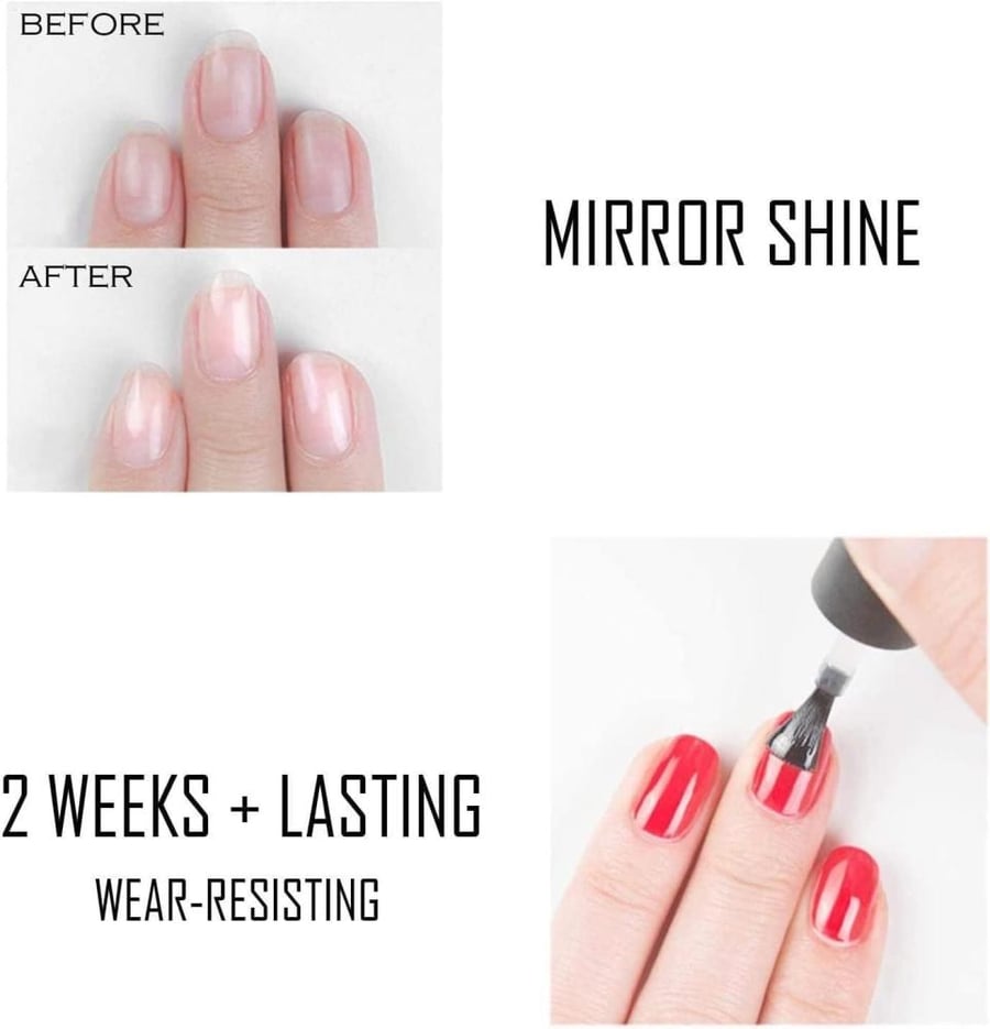 Vishine 15ml No Wipe Top Coat Base Coat Soak off UV LED Drying Long Lasting Shiny Nail Varnish Set (pack of 2)