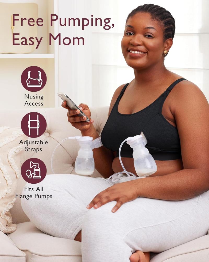 Hands Free Pumping Bra, Momcozy Adjustable Breast-Pumps Holding and Nursing Bra, Suitable for Breast Pump by Spectra, etc