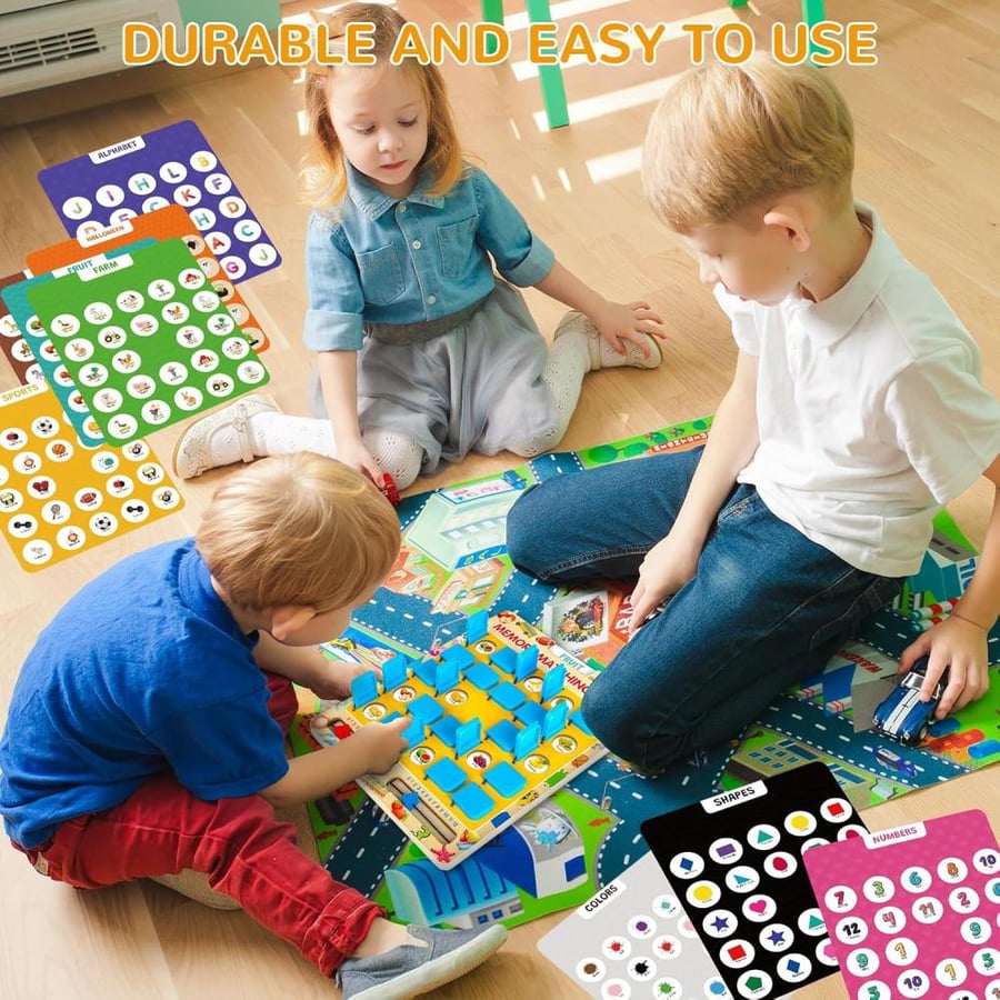 Matching Memory Game for 3 4 5 6 7 8 Year Old Boys Girls Travel Toy Wooden Board Game Essentials for Car Travel Airplane Camping Great Gifts