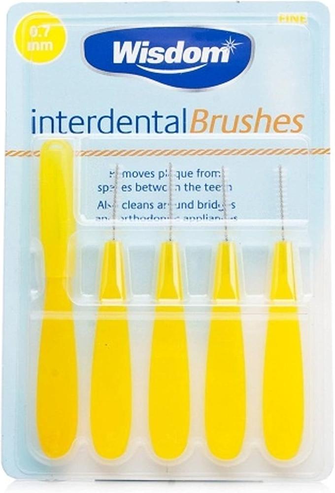 Wisdom Interdental Brush 5-Pieces, 0.7 mm Size, Yellow