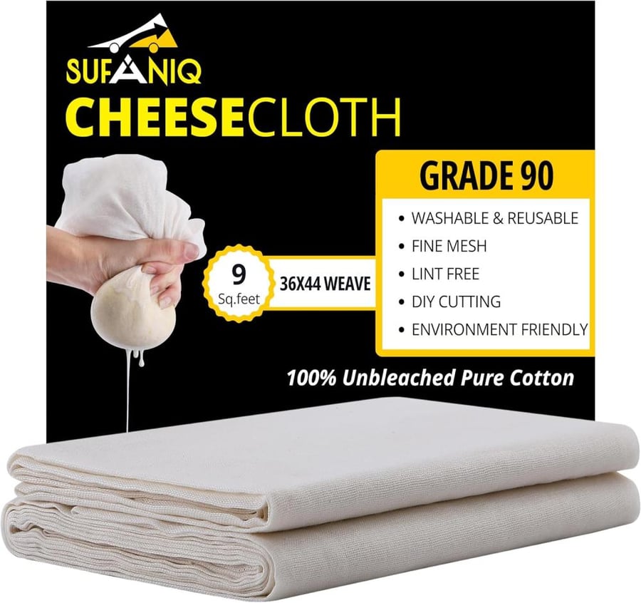 Cheese Cloths, Grade 90 (9 Sq Feet) 100% Pure Cotton Reusable Cheesecloth, Unbleached Ultra Fine Fabric, Cheesecloth for Straining, Premium Butter Muslin Cloth for Straining - 1 Sq Yard