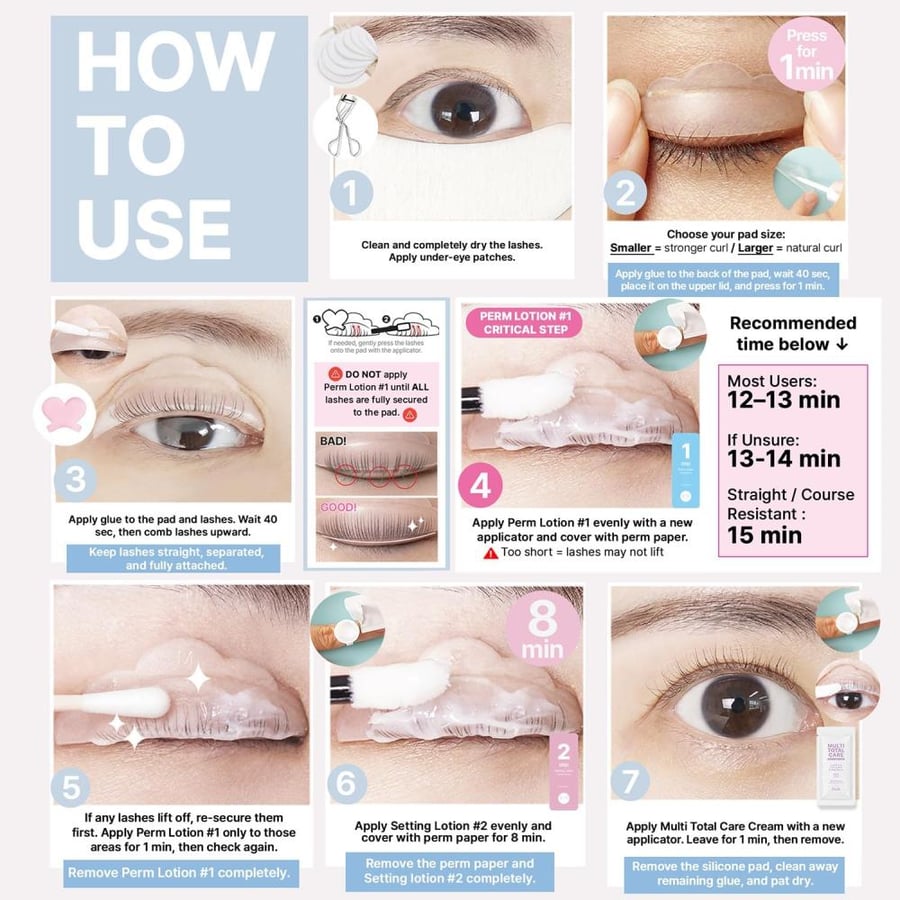 Clione Prime Eyelash Lift Kit, 42 Pieces Kit, Eyelash Lift Kit, 5 Times Use, Suitable for Salon and Home Use, Professional Korean Semi-Permanent Wave Kit