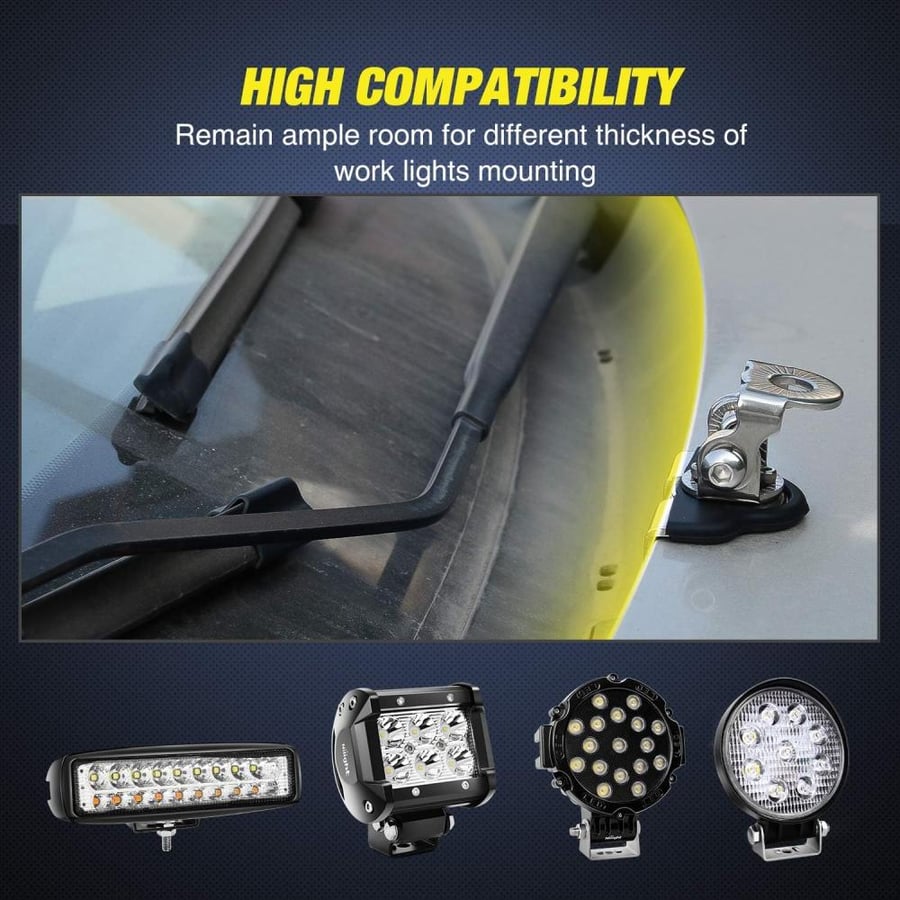 Led Light Bar Mounting Bracket, Nilight 2Pcs Universal Adjustable Pillar Hood Led Work Light Mount Bracket Clamp Holder For Off Road Jeep Truck Suv Installing Without Drilling, 2 Years Warranty