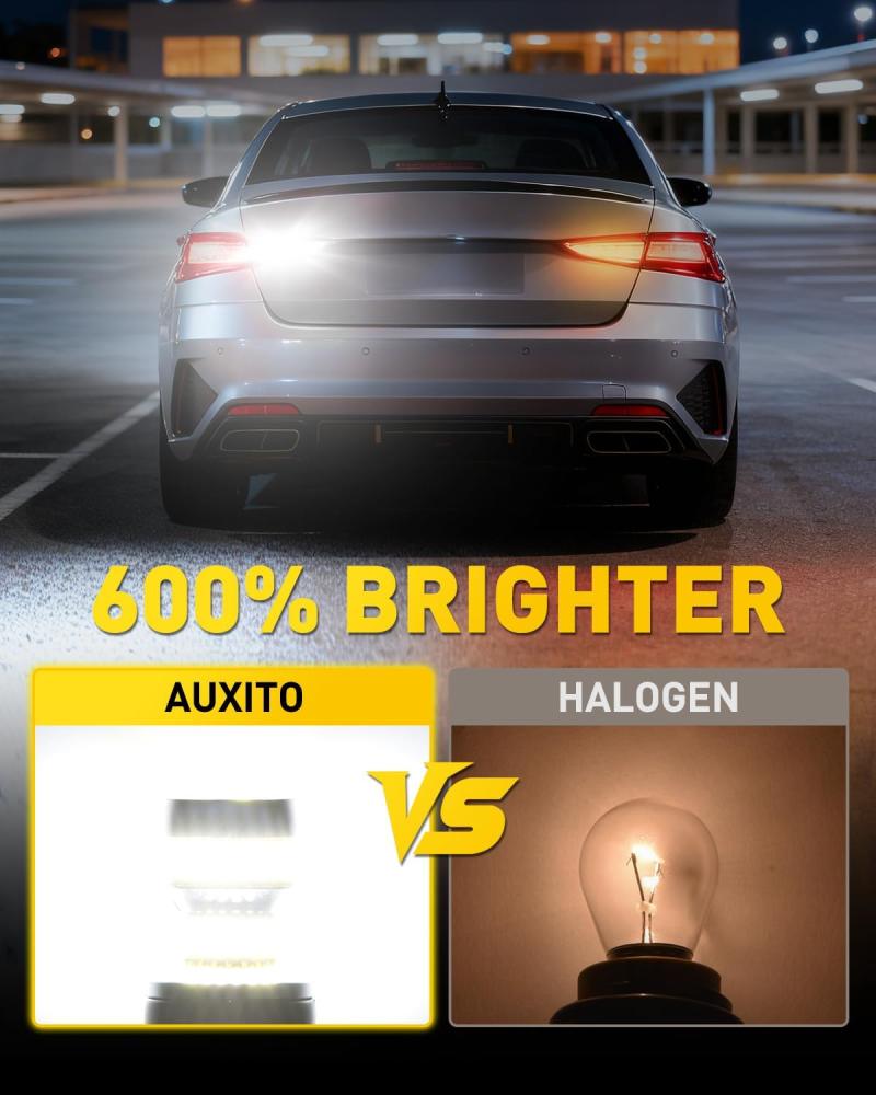 AUXITO 3157 LED Bulb White, Super Bright 4157 3156 LED Reverse Light Bulbs 3056 3057 3047 4057 3457 4114 LED Bulb for Exterior Backup Tail Brake DRL Signal Parking Lights, Pack of 2