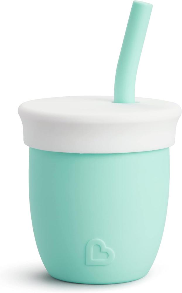 Munchkin C'est Silicon Open Training Cup, BPA Free 4 oz Silicone Drinking Cup with Straw, Unbreakable and Non-slip, Portable and Easy to Clean, Infant/Baby,4 Months and above, Mint