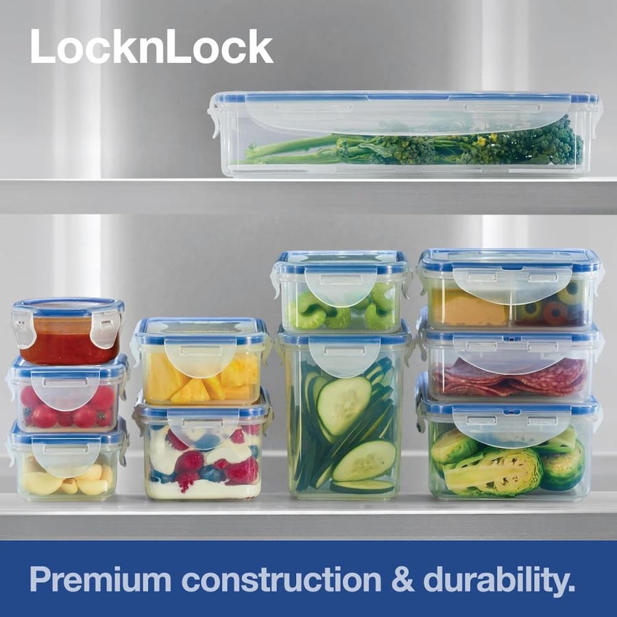 LocknLock LOCK & LOCK Easy Essentials Food Storage lids/Airtight containers, BPA Free, 14 Piece - Tall Rectangle, Clear