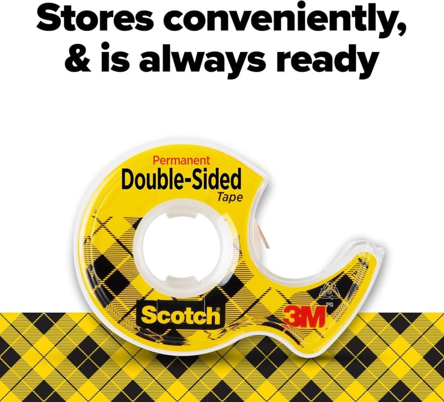 Scotch Double Sided Tape, Permanent, 1/2 in x 400 in, 2 Dispensers/Pack (137DM-2)