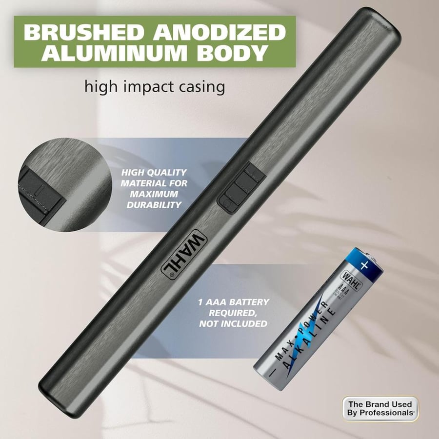 Wahl Micro Groomsman Personal Pen Trimmer & Detailer for Hygienic Grooming with Rinseable, Interchangeable Heads for Eyebrows, Neckline, Nose, Ears, & Other Detailing - 05640-600