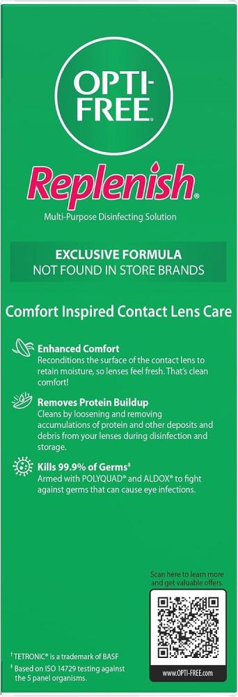 Opti-Free Replenish Multi-Purpose Disinfecting Solution with Lens Case, Twin Pack, 10-Fluid Ounces Each