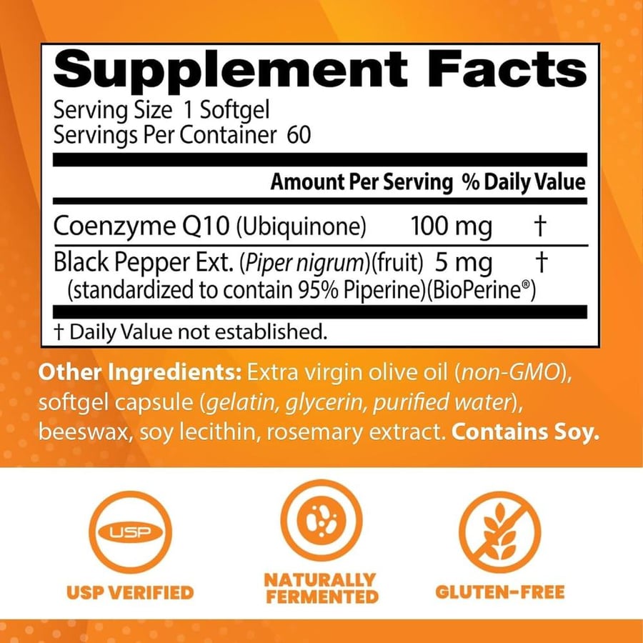 Doctor's Best High Absorption CoQ10 with BioPerine, Gluten-free, 100mg, 60 Softgels