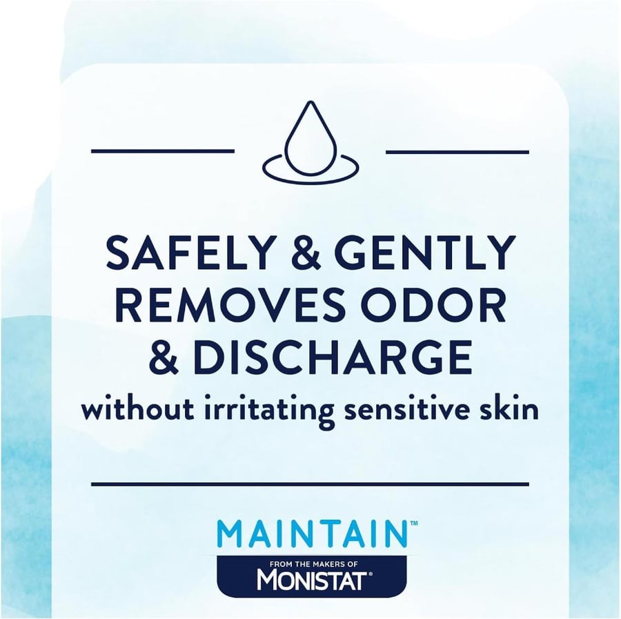 Monistat Maintain Feminine Wipes with Boric Acid for Feminine Care, Fragrance Free, 12 Ct