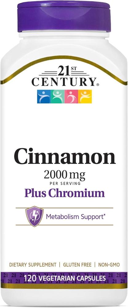 21st Century Cinnamon Plus Chromium Vegetarian Capsules (2000mg, 120 Pieces)