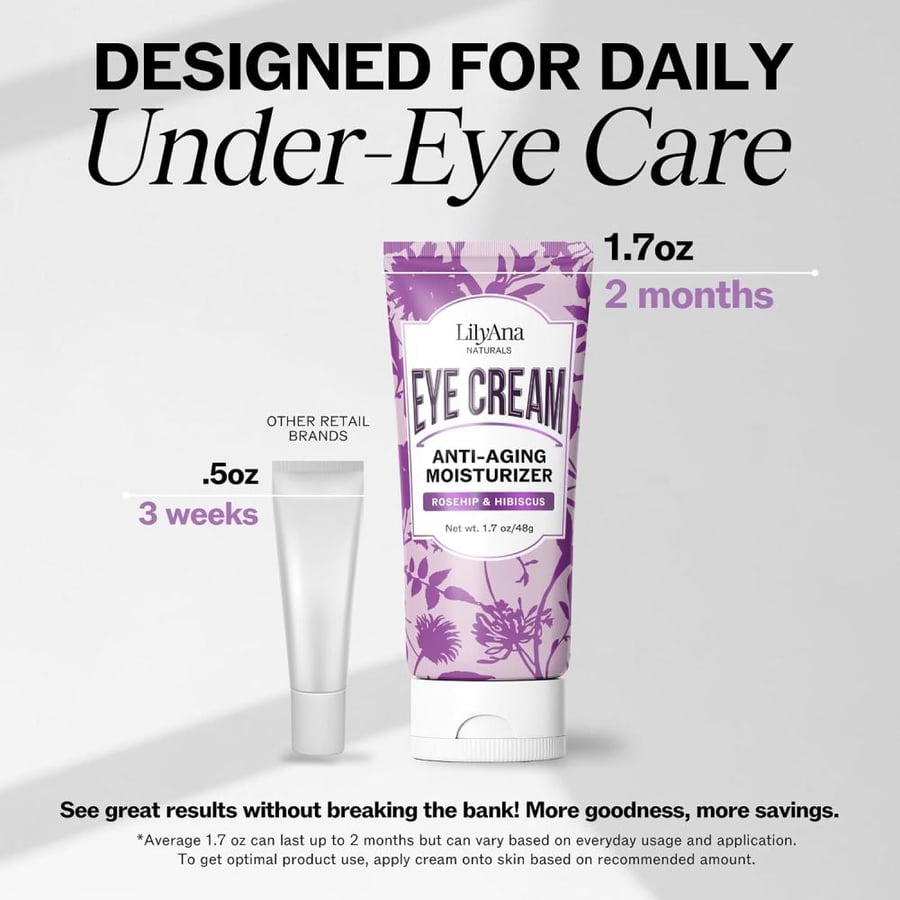 LilyAna Naturals Eye Cream for Dark Circles & Puffiness, 1.7 oz