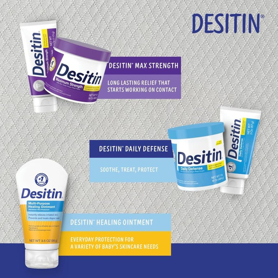 Desitin Daily Defense Baby Diaper Rash Cream with 13% Zinc Oxide, Barrier Cream to Treat, Relieve & Prevent Diaper Rash, Hypoallergenic, Dye-, Phthalate- & Paraben-Free, 16 oz