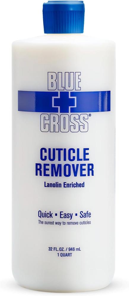 Blue Cross Hydrating, Moisturizing, Strengthening Cuticle Remover Oil with Lanolin for Brittle Nails, Hang Nails + Dry Cuticles, Made in USA, 32 ounce