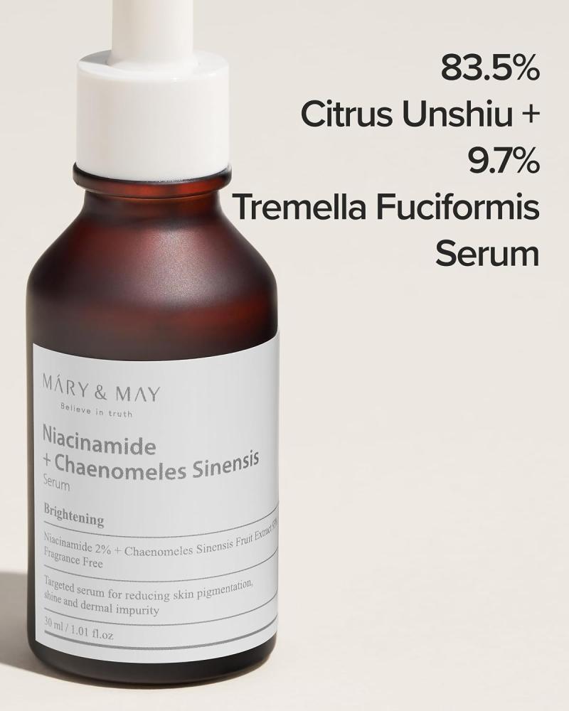 Mary&May Niacinamide Chaenomeles Sinensis Serum 1.01 Fl Oz / 30ml | Dark spots Care, Reduce Oil, Improve Uneven Skin Tone, Fragrance Free, Korean Skincare, marynmay…