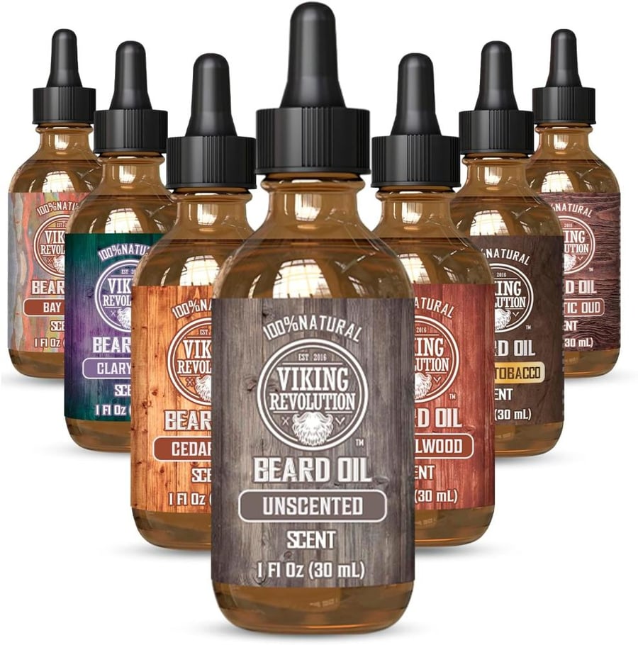 Viking Revolution Beard Oil Conditioner - All Natural Unscented Argan & Jojoba Oils Softens, Smooths & Strengthens Beard Growth Grooming Beard and Mustache Maintenance Treatment, 1 Pack