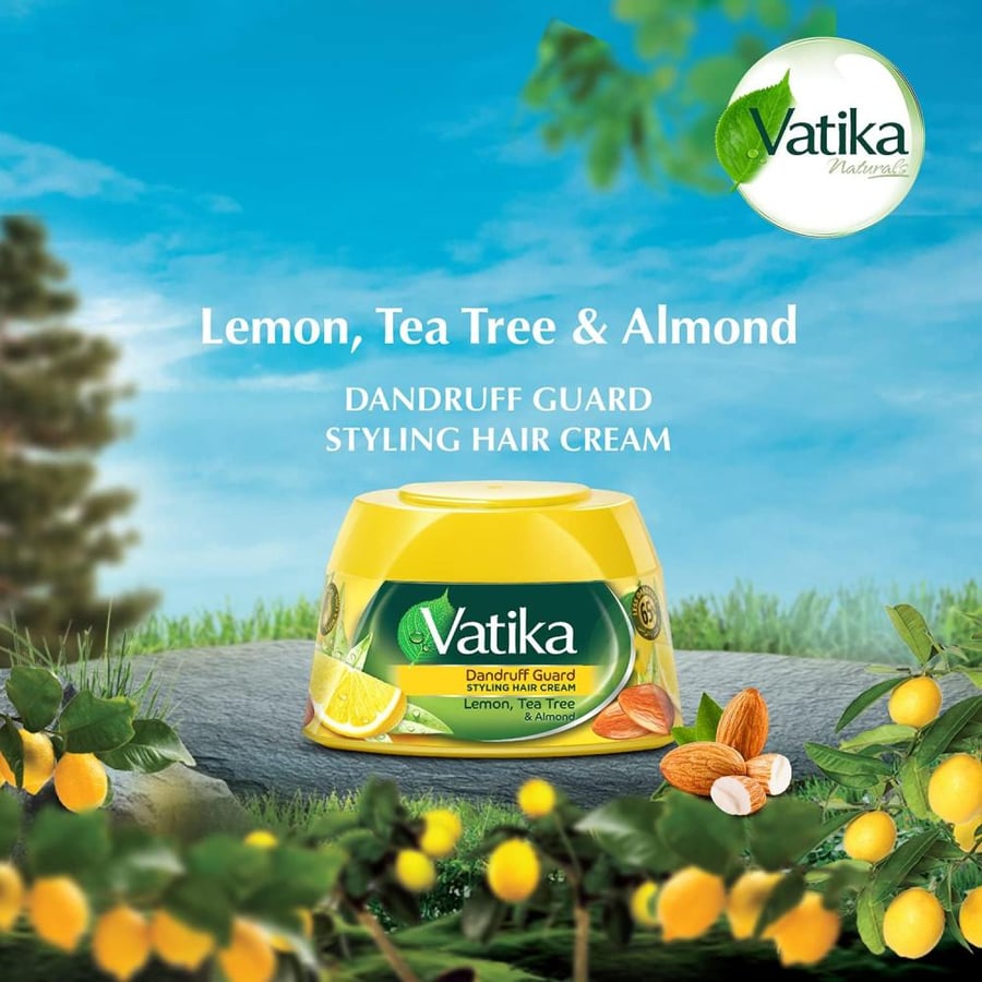 Vatika Naturals Dandruff Guard Styling Hair Cream 2 x140ML Enriched with Lemon, Tea Tree & Almond Extracts Removes Dandruff With Nourishing Vatika Oils Super Value Pack of 2