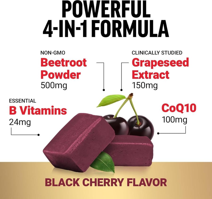 Force Factor, Total Beets® With CoQ10, Ultimate Heart Health, Black Cherry, 60 Superfood Soft Chews