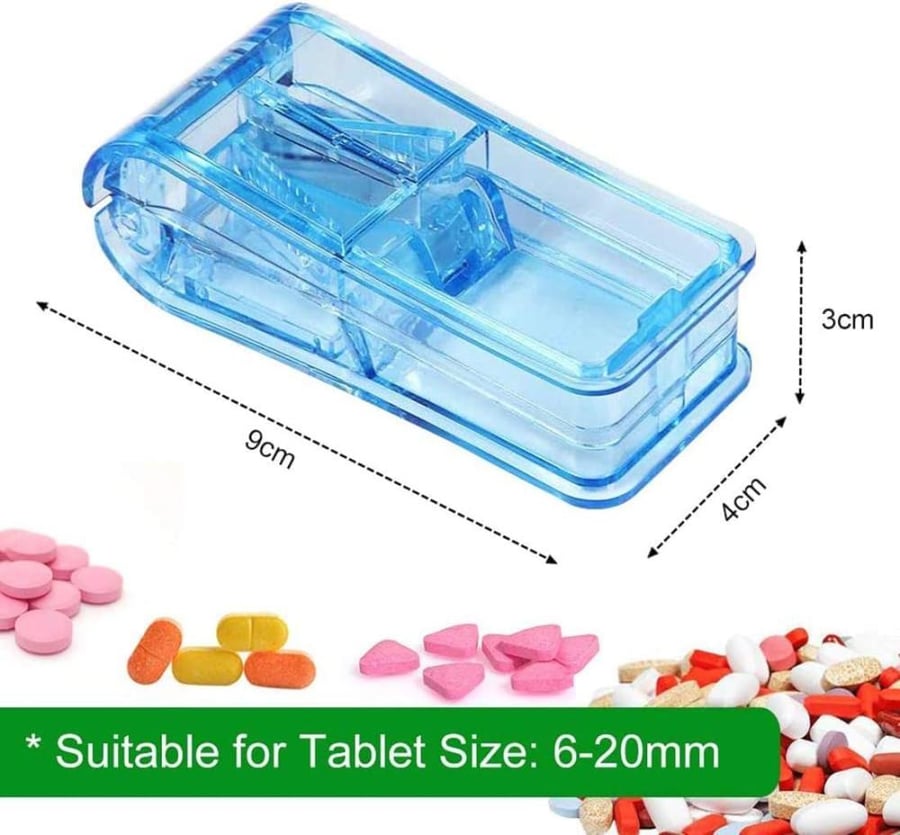 Pill Splitter Cutter with Grip for Small and Large Medication, Easy Cut Pill Splitter and Crusher, Travel Medicine Box, Portable Pill Cutter Splitter