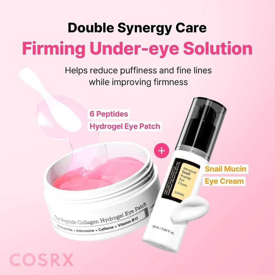 Cosrx Peptide Collagen Hydrogel Eye Patch, 60 Patches, Under Eye Patches for Puffy Eyes and Dark Circles with Caffeine, Korean Skin Care
