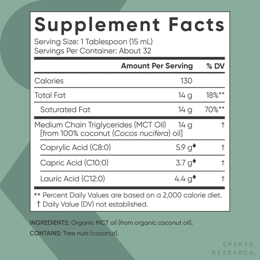 Sports Research, MCT Oil, Unflavored, 16 oz (473 ml)