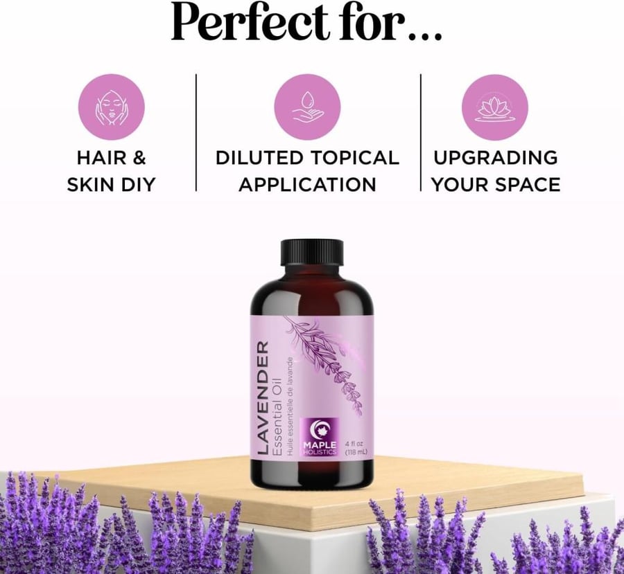 Pure Lavender Essential Oil 4oz - Relaxing Lavender Oil Essential Oil for Diffuser Aromatherapy Sleep and Mood - Pure Lavender Oil for Hair Skin and Nails Plus Calming Aromatherapy Oil for Diffuser