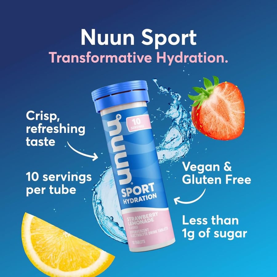 Nuun Sport: Electrolyte Drink Tablets, Strawberry Lemonade,(8 count)(Pack of 1)(10 servings each)