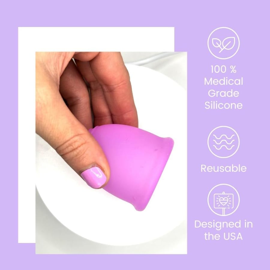 Menstrual Cup Kit - Tampon, Pad, and Disc Alternative Product - Wear for 12 Hours - Reusable Period Cup/Copa Designed with Soft Flexible Medical-Grade Silicone (2 Large Cups)