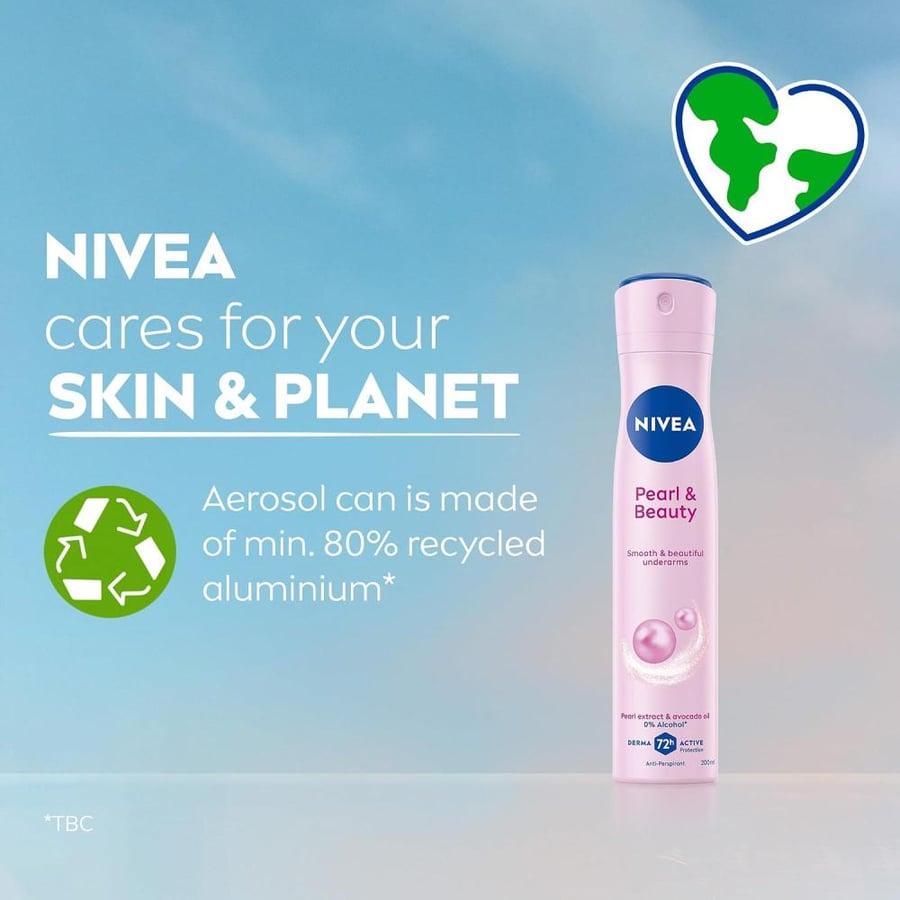 NIVEA Antiperspirant Spray for Women, Pearl & Beauty Pearl Extracts, 200ml