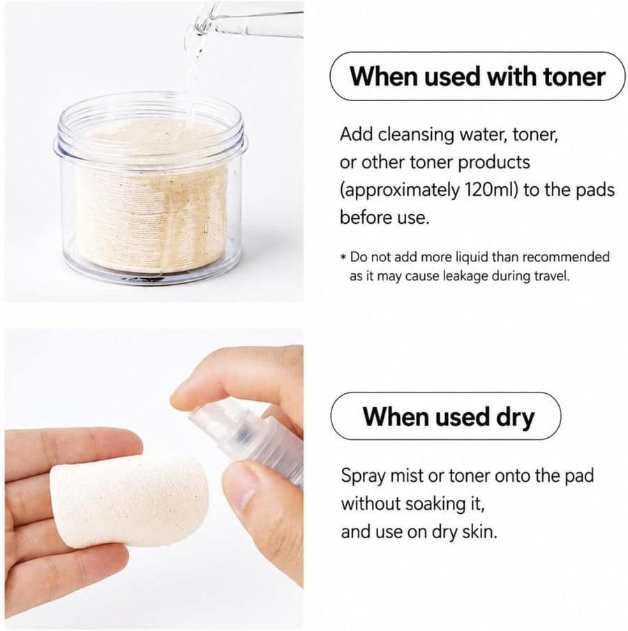 Cotton Facial Pads, 65mm Large 100% Cotton, 60 Count, Vegan Certified, Includes Tongs