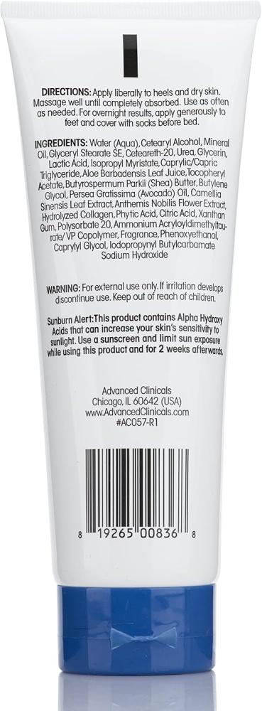 Advanced Clinicals ed Heel Cream For Dry Feet, Rough Spots, And Calluses. (8oz)