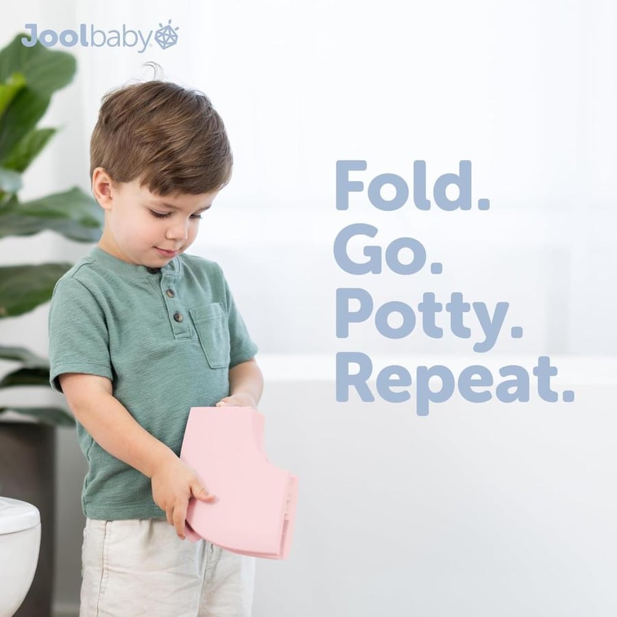 Jool Baby Products Folding Travel Potty Seat for Girls, Fits Round & Oval Toilets, Non-Slip Suction Cups, Includes Free Travel Bag -