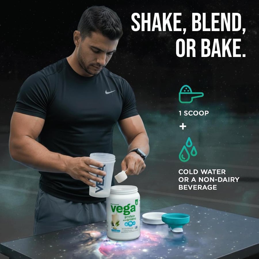 Vega Protein and Greens Vegan Protein Powder Vanilla (18 Servings) - 20g Plant Based Protein Plus Veggies, Vegan, Non GMO, Pea Protein for Women and Men, 1.2lb (Packaging May Vary)