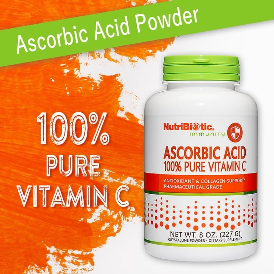 NutriBiotic Immunity Ascorbic Acid 100 Pure Vitamin-C Crystalline Powder (227g)