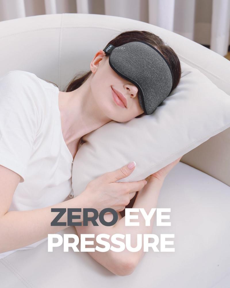 MZOO Luxury Sleep Mask for Back and Side Sleeper, 100% Block Out Light Sleeping Eye Mask for Women Men, Zero Eye Pressure 3D Contoured Night Blindfold, Breathable & Soft Eye Shade Cover
