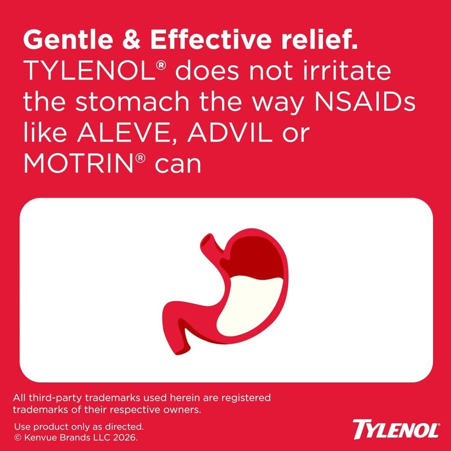 Tylenol Extra Strength Caplets with 500 mg Acetaminophen Pain Reliever Fever Reducer, 100 Count