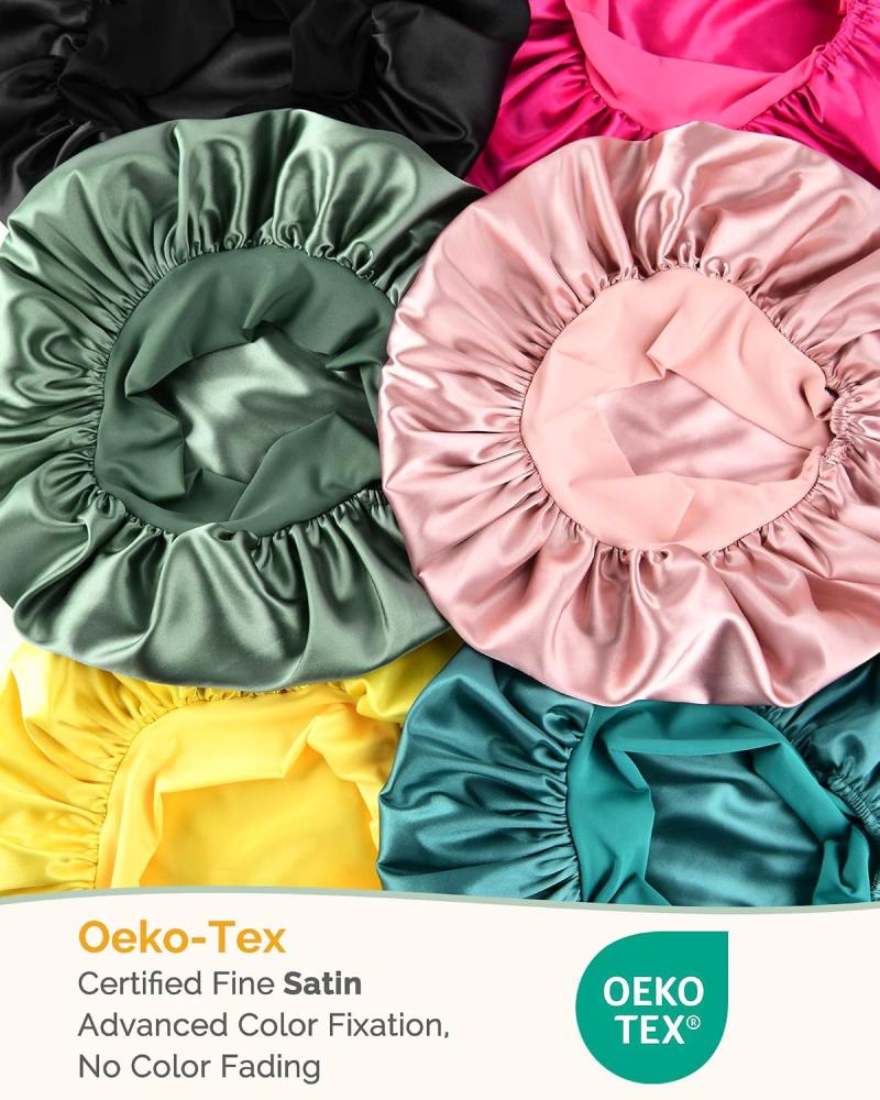 YANIBEST Satin Bonnet Silk Bonnet for Sleeping Hair Bonnet with Tie Band Head Wrap Bonnets for Black Women Curly Natural Hair