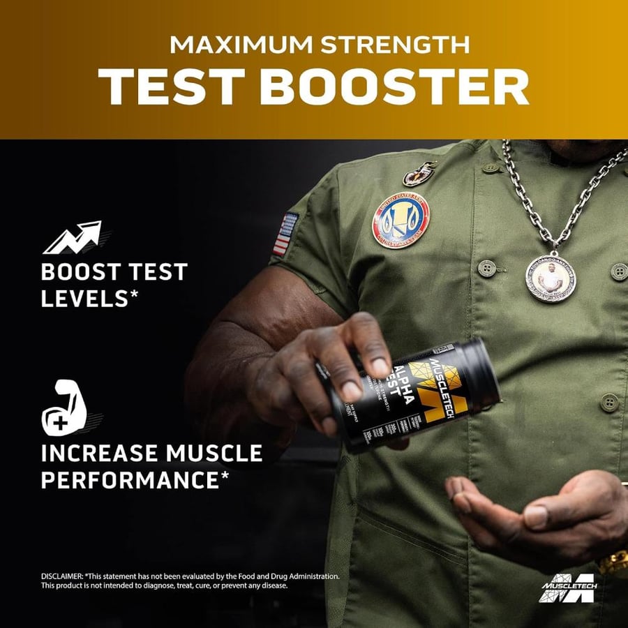 Testosterone Booster for Men | MuscleTech AlphaTest | Tribulus Terrestris & Boron Supplement | Max-Strength ATP & Test Booster | Daily Workout Supplements for Men, 120 Pills (Package May Vary)