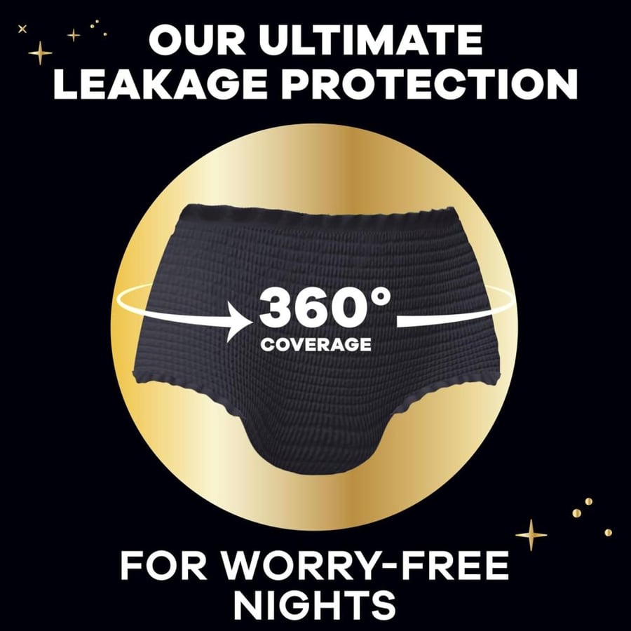 Always Zzzs Overnight Disposable Period Underwear for Women, Size Large, Black Period Panties, Leakproof, Large, 14 Count