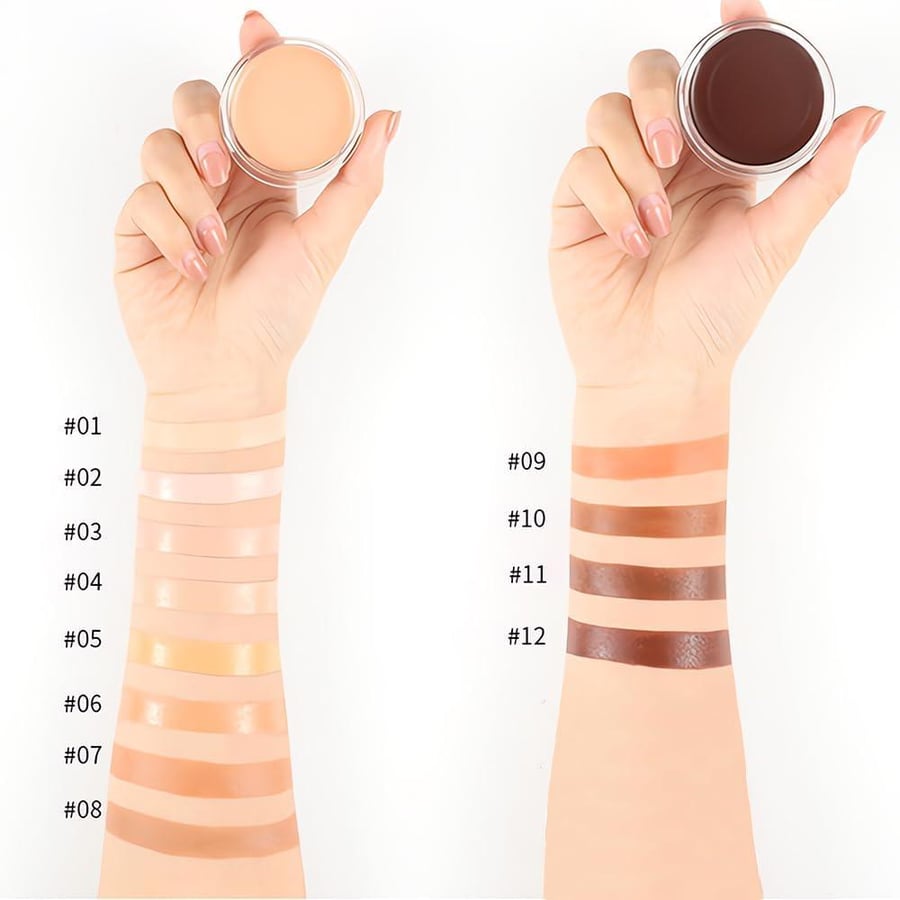 Kaely 2Pcs Cream Pot Concealer Full Coverage Set,Conceal Brighten Dark Circles,under Eye Color Correcting Concealer,Waterproof Foundation Palette with Brush,corrector de ojeras,Vegan Makeup,09+10